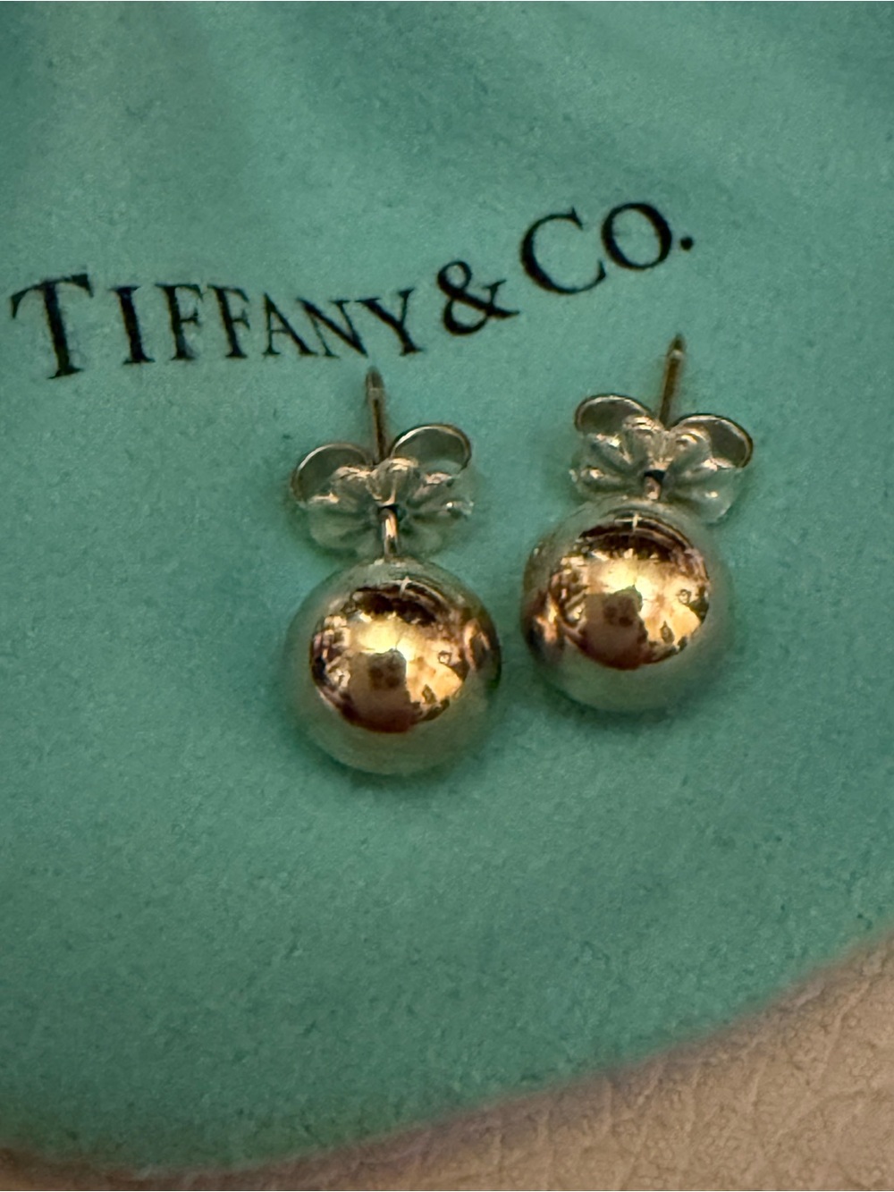 Tiffany & Co. Sterling Silver Polished Ball Stud Earrings - Silver